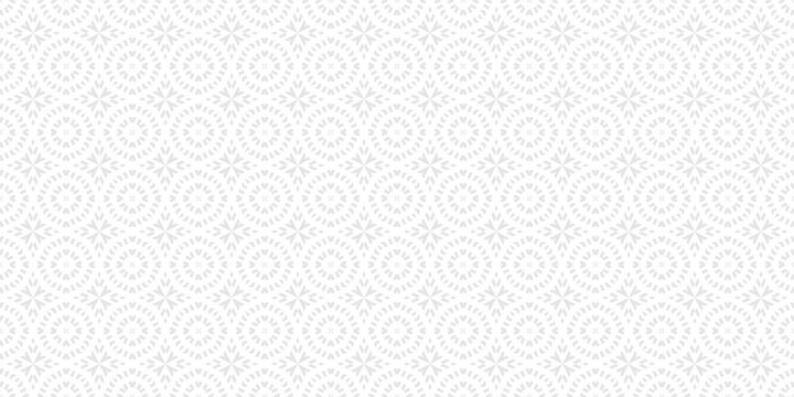 Vector ornamental seamless pattern in traditional arabian, indian, turkish style. Subtle abstract mosaic background texture with stars, floral shapes. Elegant white and gray ornament. Repeat design