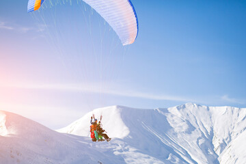 Paragliding high in the Georgian mountains