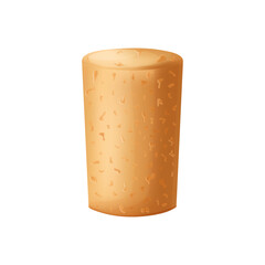 Cork stopper wooden taps. Wine bung in cartoon. Corkwood plug with grape bunch. Vector illustration on white background