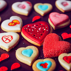 Obraz na płótnie Canvas Happy valentine's day composition of the hearts. Valentine's Day, Mother's Day. 