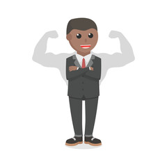businessman african muscular shadow design character on white background