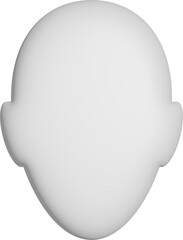 3d rendering face icon. Illustration with shadow isolated on white.