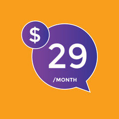 Obraz premium 29 dollar price tag. 29$ dollar USD price symbol. price 29 Dollar sale banner in USD. Business or shopping promotion marketing concept 
