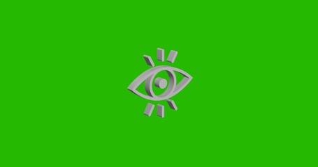Isolated realistic white vision symbol front view with shadow. 3d illustration on green chroma key background