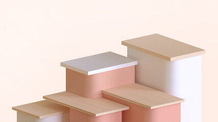 Fototapeta premium Creative idea. Podium showcase and Product presentation. Rectangular Geometric shapes on orange for Minimal wall scene. Stage for showcase, Products showcase, Promotion, banner, website -3d Rendering