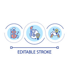 Study creative skills loop concept icon. Playing musical instrument. Study arts. Creativity development abstract idea thin line illustration. Isolated outline drawing. Editable stroke. Arial font used