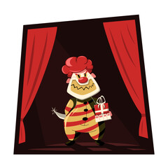 Killer clown with a knife. Halloween.