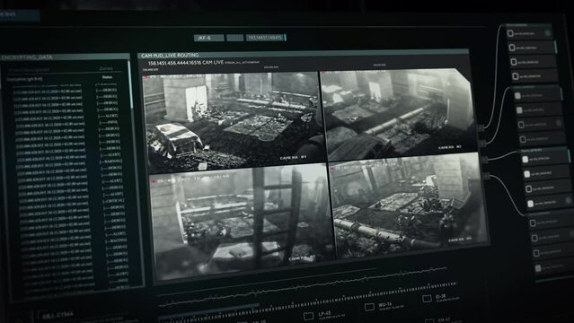 High tech spy software interface monitoring the army battle. High tech spy program interface showing the soldiers dying in war zone. High tech spy system interface follows the troops during operation.