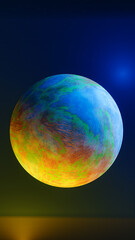 Planet earth in the space at night . 3d render..