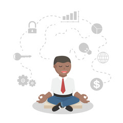 businessman african relaxing mind of business design character on white background