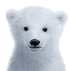 Fototapeta premium Baby polar bear cute illustrated portrait isolated on a while background