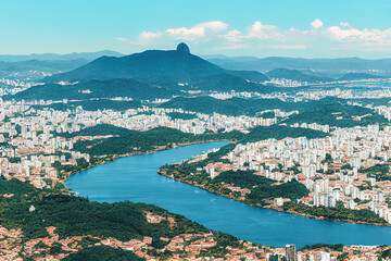 Naklejka na ściany i meble Ai generated representation (not actual city, just conceptual image) -City of Belo Horizonte seen from the top of the Mangabeiras viewpoint during a beautiful sunny day Capital of Minas Gerais Brazil 