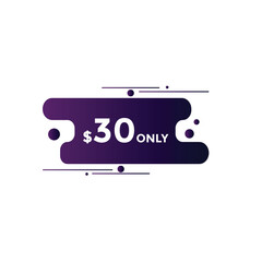 30 dollar price tag. Price $30 USD dollar only Sticker sale promotion Design. shop now button for Business or shopping promotion
