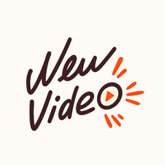 New video sticker for a social media, making a blog or vlog vector flat illustration. Set of cartoon icons for making internet content