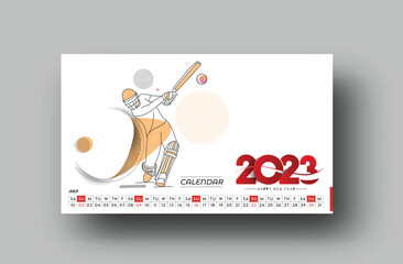 2023 July Calendar Happy New Year Design.
