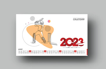 2023 August Calendar Happy New Year Design.