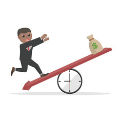 businessman african sad down balance design character on white background