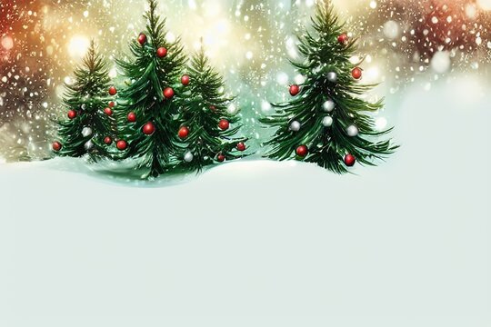 Christmas background with Christmas trees. Digital illustration