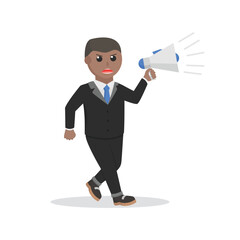 businessman african shout on megaphone design character on white background