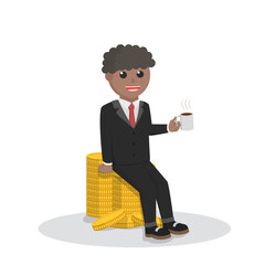 businessman african sitting on top wealth design character on white background