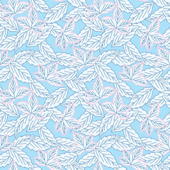 Japanese Overlap Wild Leaf Vector Seamless Pattern