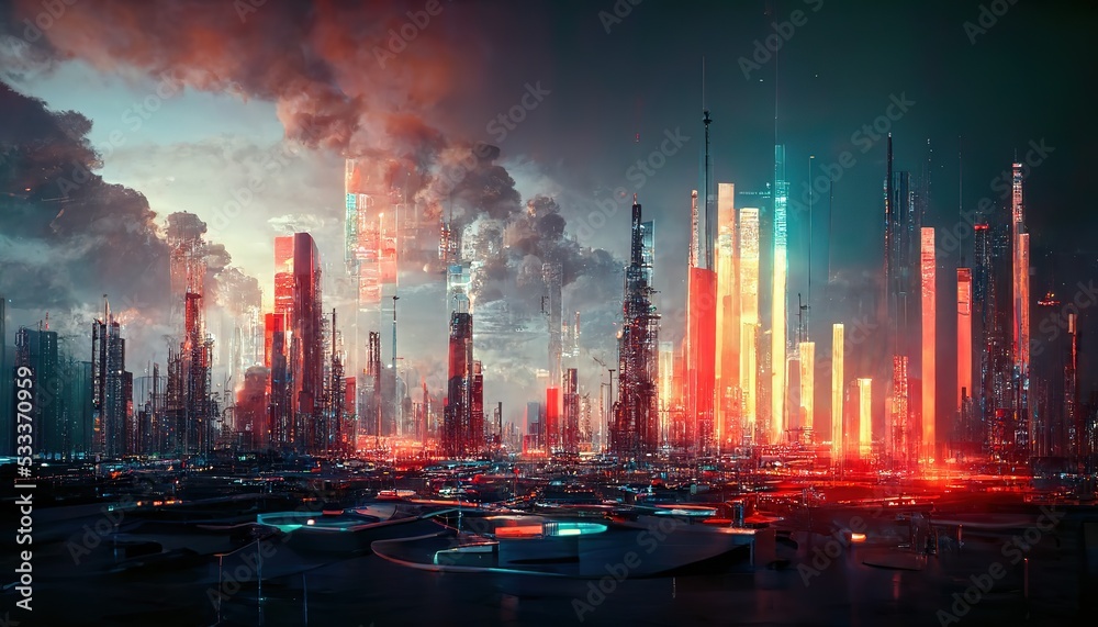 Leinwandbilder computer-based architecture scheme of high-rise structures of the metropolis. 3d illustration