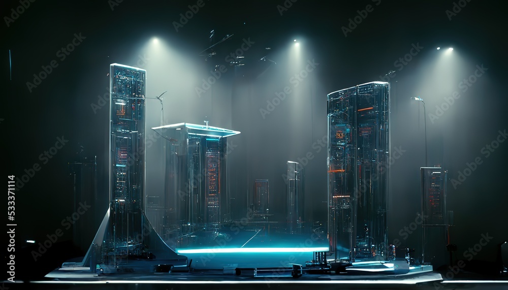 Poster The concept of the modern laboratory model. 3D rendering