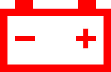Red battery icon on a transparent background