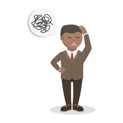 businessman african tangled thoughts design character on white background