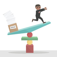 businessman african too many deadline task design character on white background