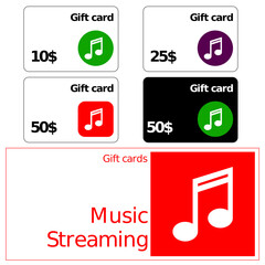 Music streaming gift card vector set