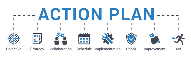 Business action plan concept vector illustration with keywords and icons © Minh Do