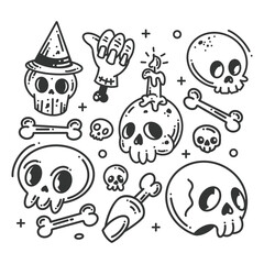 Set of hand drawn skulls collection