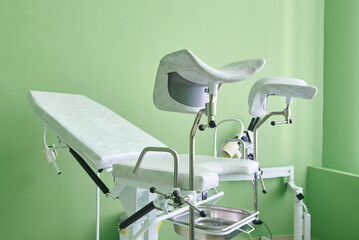 Gynecological examination chair in clinic