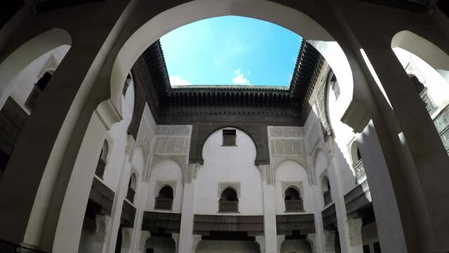 4K Footage of the interior of a Madrasa in Fez, Morroco