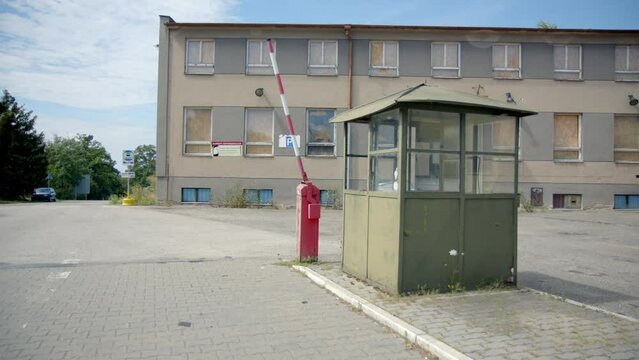 Empty Guard House With Barrier Gate, An Old Soviet Border Post Between Austria And Czech Republic - approach