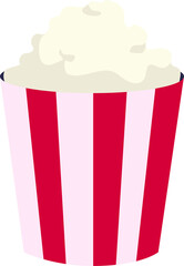 Pop corn striped bucket semi flat color raster object. Realistic item on white. Junk food for movie night isolated modern cartoon style illustration for graphic design and animation
