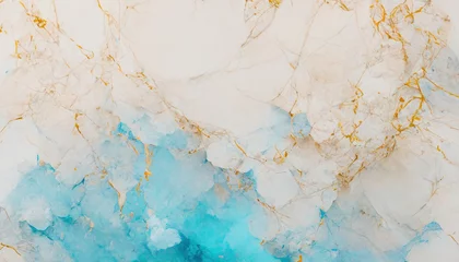 Fotobehang een marmeren patroon texture white gold decoration texture with bleu  © Youk