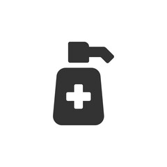Obraz premium Soap bottle icon set. Gel dispenser symbol. Antibacterial, medical pump sign in png flat style.