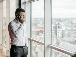 Businessmen are talking at a business meeting