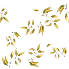 Hand drawn seamless pattern with autumn leaves