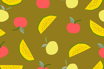Apple , Orange, Watermelon, Fruits pattern background. - 533380196