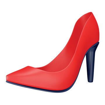 Ladies high heel shoe 3d rendering isometric icon.