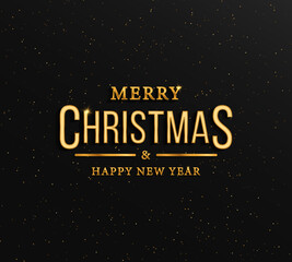 Festive Christmas gold background with golden confetti.