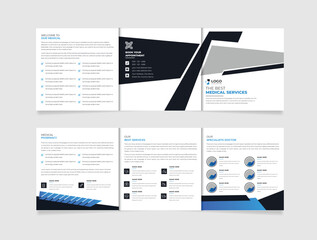 Square trifold business brochure template design with Clean, minimal and modern