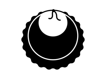 Baby bib icon isolated on white background. Child clothes for eating - black baby bib pictogram. Flat design simple style vector illustration for web design.