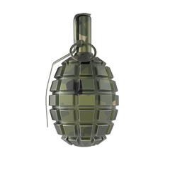 dark green and black metal hand grenade isolated on transparent background 3d render