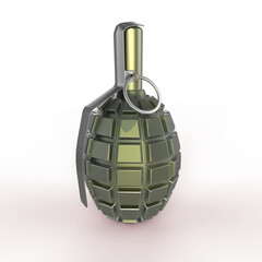 Fototapeta premium dark green and black metal hand grenade isolated on transparent background 3d render