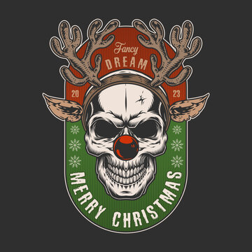 Merry Christmas logotype vintage colorful