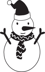Hand Drawn cute happy snowman illustration